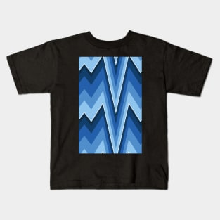 Bargello flame stitch prongs blue Kids T-Shirt